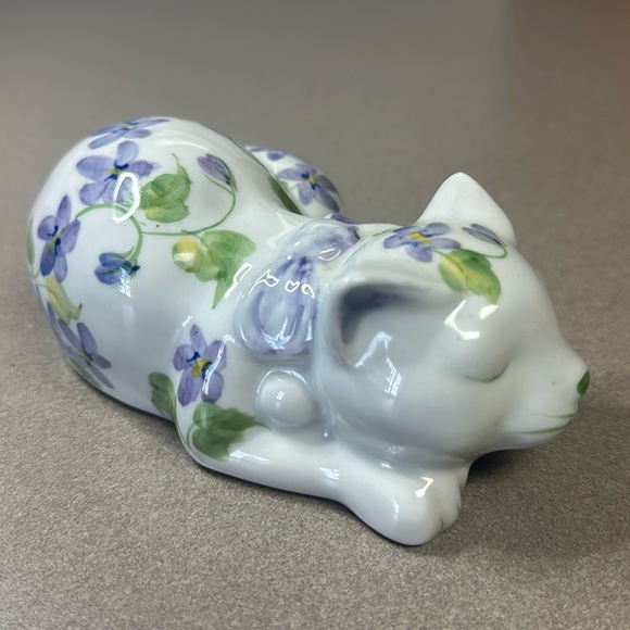 Andrea by Sadek vintage floral sleeping cat made in Thailand - Picture 4 of 6